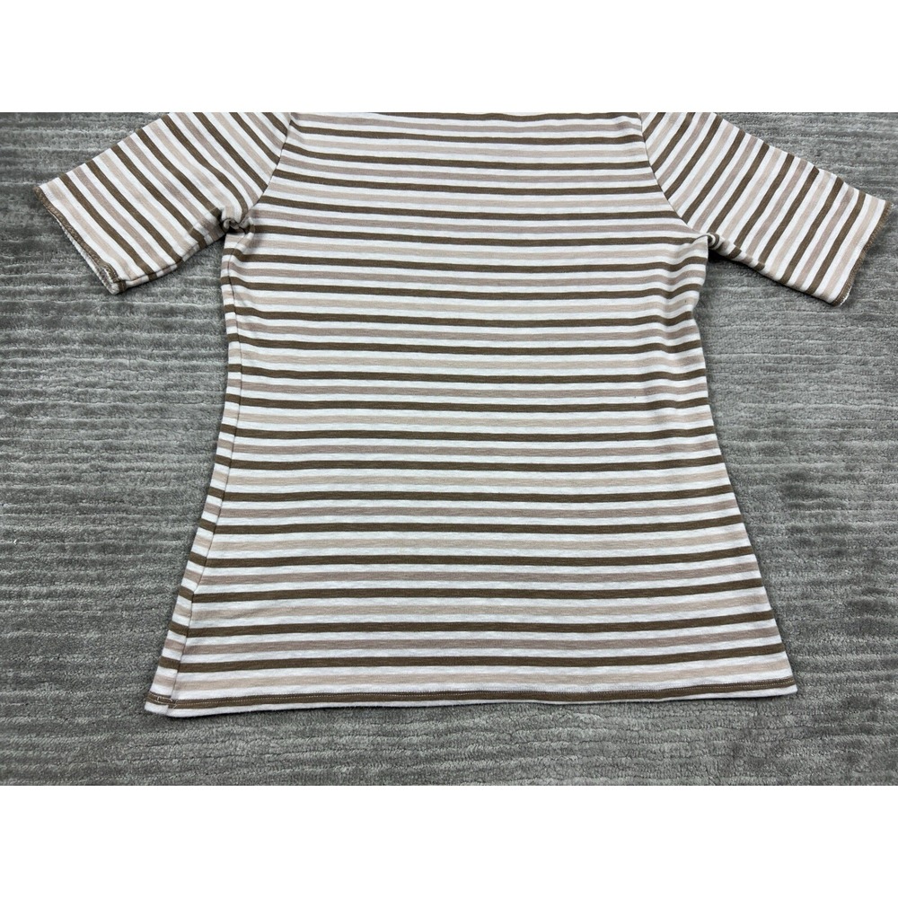 Time and Tru Top Womens Small Brown Striped Short Sleeve Cotton‎ Blend - Picture 8 of 11